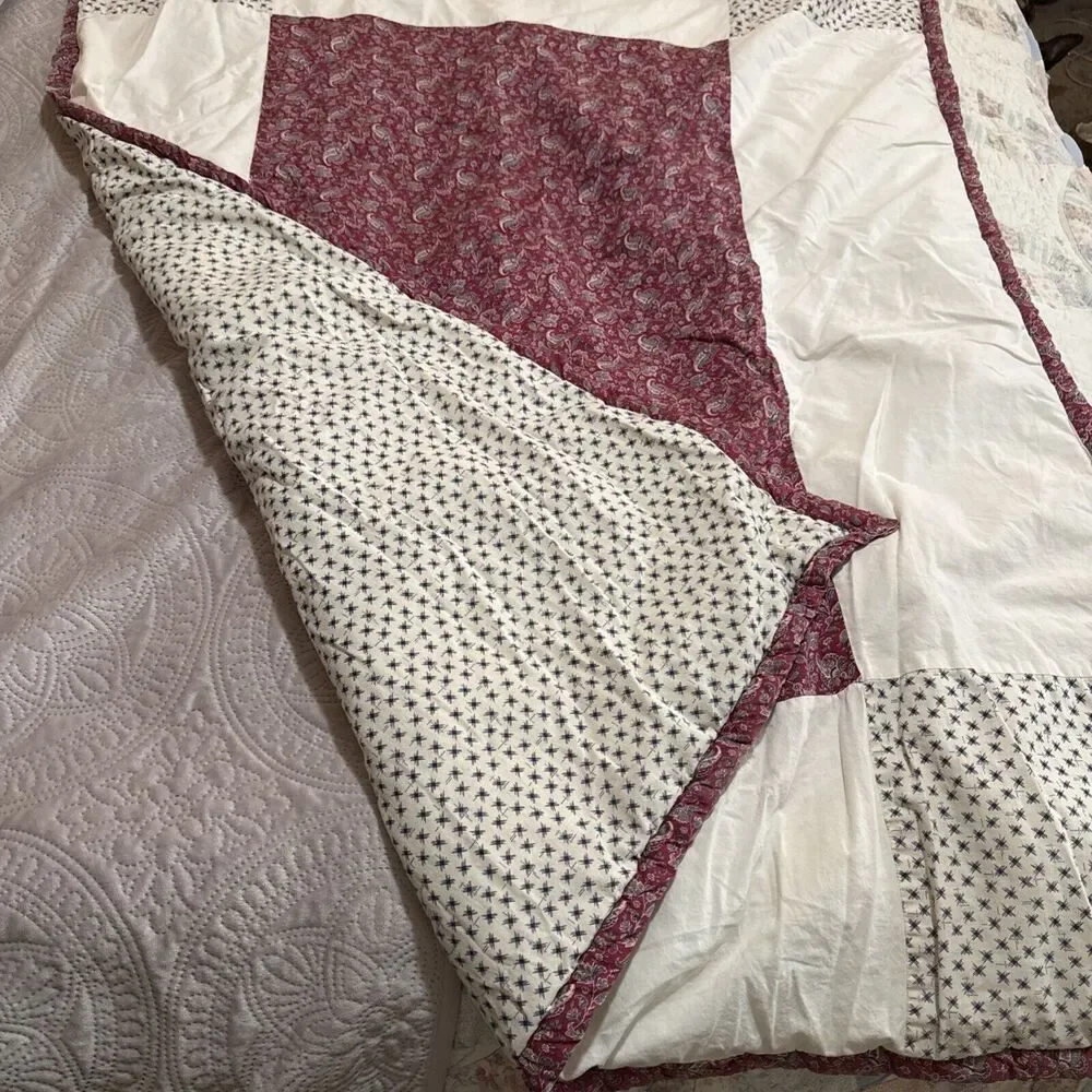 Baby Handmade Quilt Gift 56x41 Paisley Ric Rac Cottage Grandma Homestead Toddler